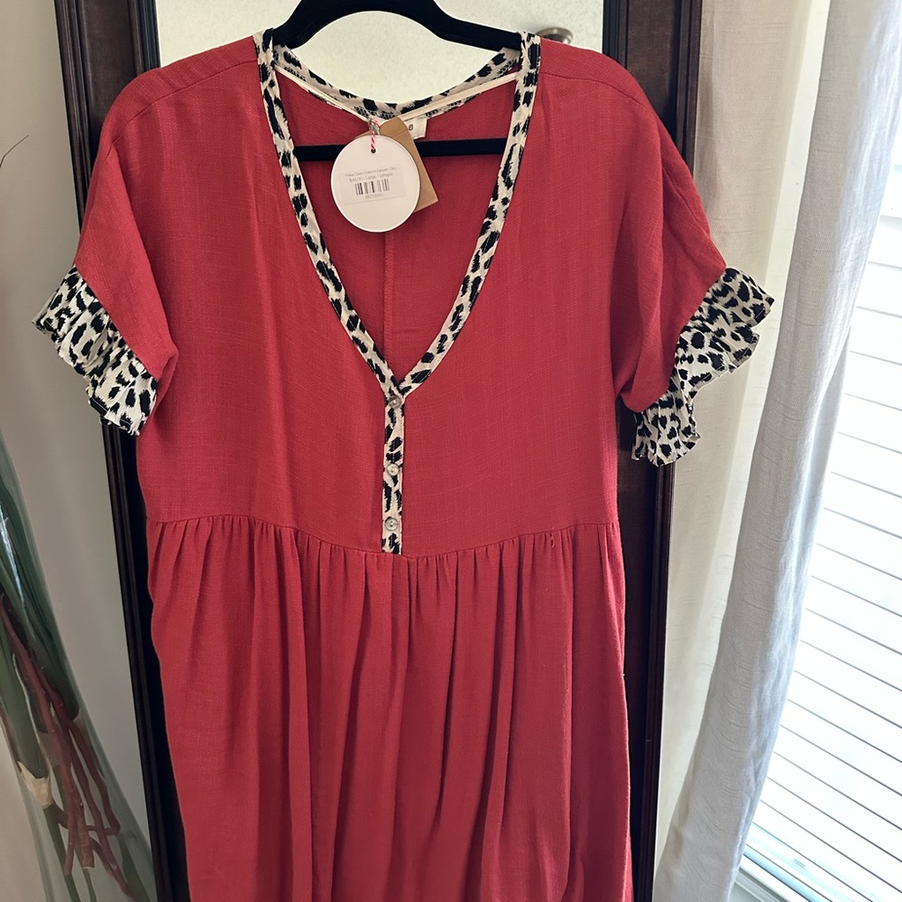 Leopard Trim Women's Tunic